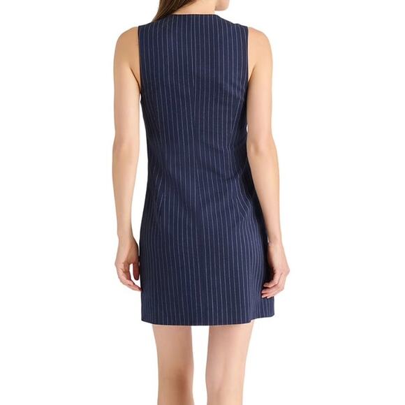 Steve Madden NWT Navy Pinstripe Button Front Sleeveless Blazer Dress XL - Picture 2 of 14